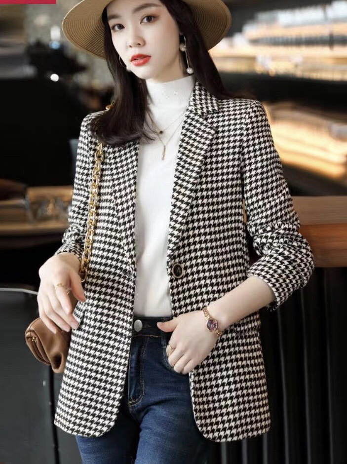 Áo khoác áo blazer ziczac hoạ tiết lớn hàng thiết kế chuẩn đẹp size sml - bla22113