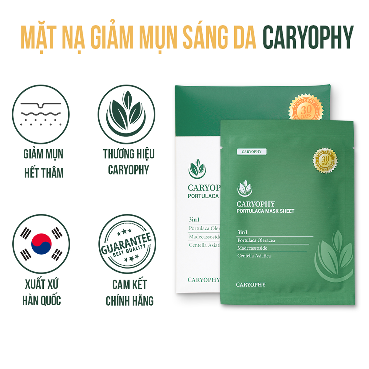 Mặt nạ cấp ẩm giảm mụn thâm Caryophy Portulaca Mask Sheet 1 miếng