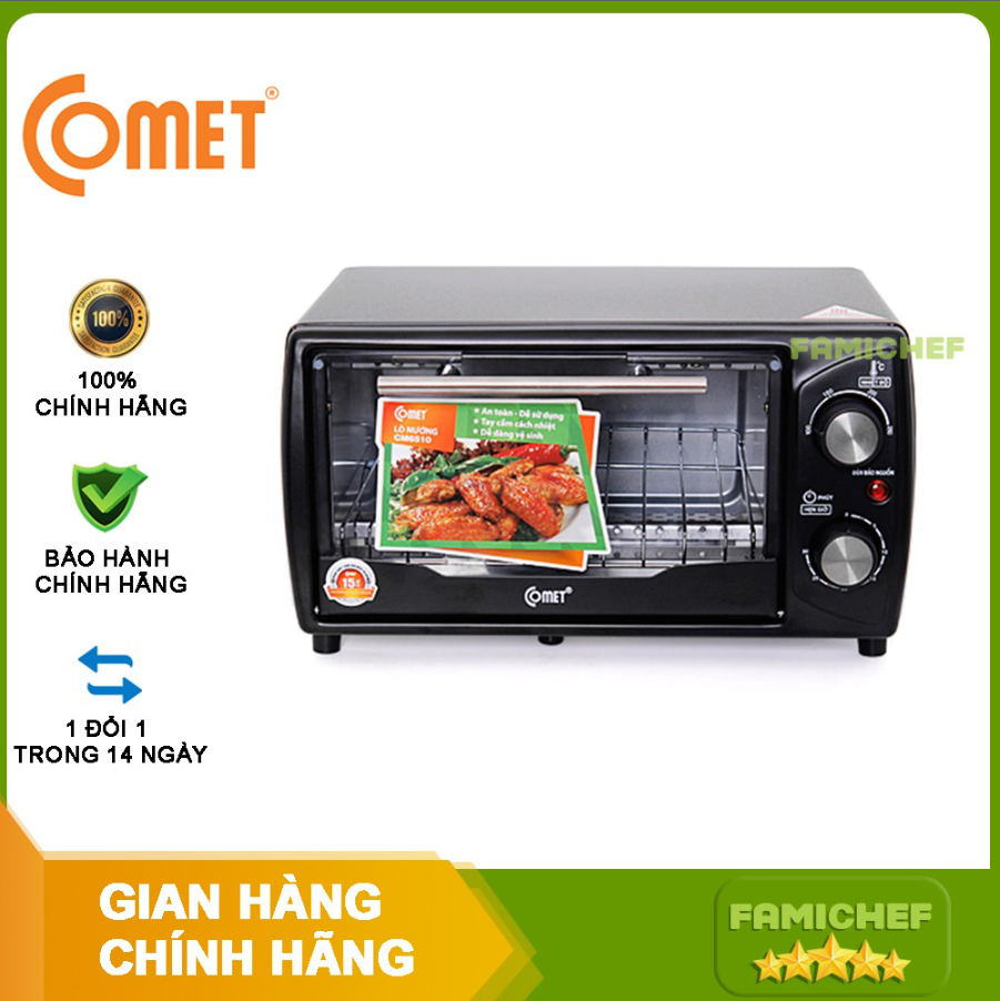 Lò nướng gà nguyên con,Lò Nướng Điện Đa Năng Comet ,Tùy chỉnh vs 4 mức công suất ứng vs 4 nhiệt độ nướng khác nhau,Lò nướng điện 10 lít Comet CM6510 dễ sử dụng dễ vệ sinh. BH 1 Năm