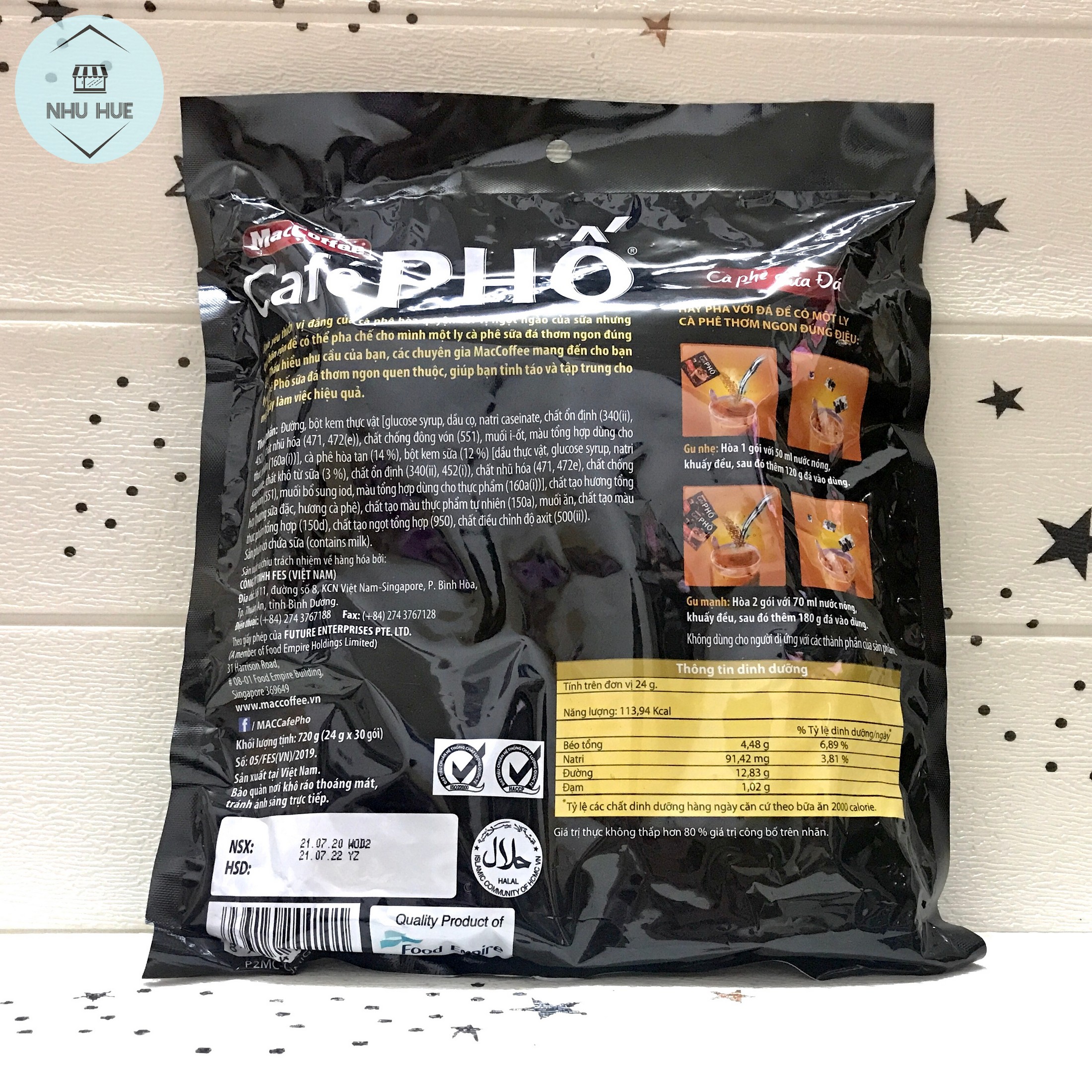 Cà phê sữa đá MacCoffee Cafe Phố (túi 30 gói x 24g)
