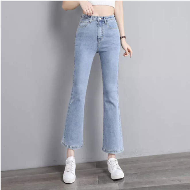 Quần Jean Nữ Loe Trơn Lưng Cao Chất Liệu Đẹp Co Giãn Tốt Quần Bò Nữ Đẹp Quần Loe Nữ DONG PHUONG FASHION