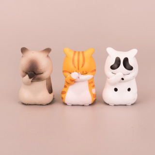 Bộ 3 mô hình mèo bất lực mini dễ thương. Set tượng 3 bé mèo thất 