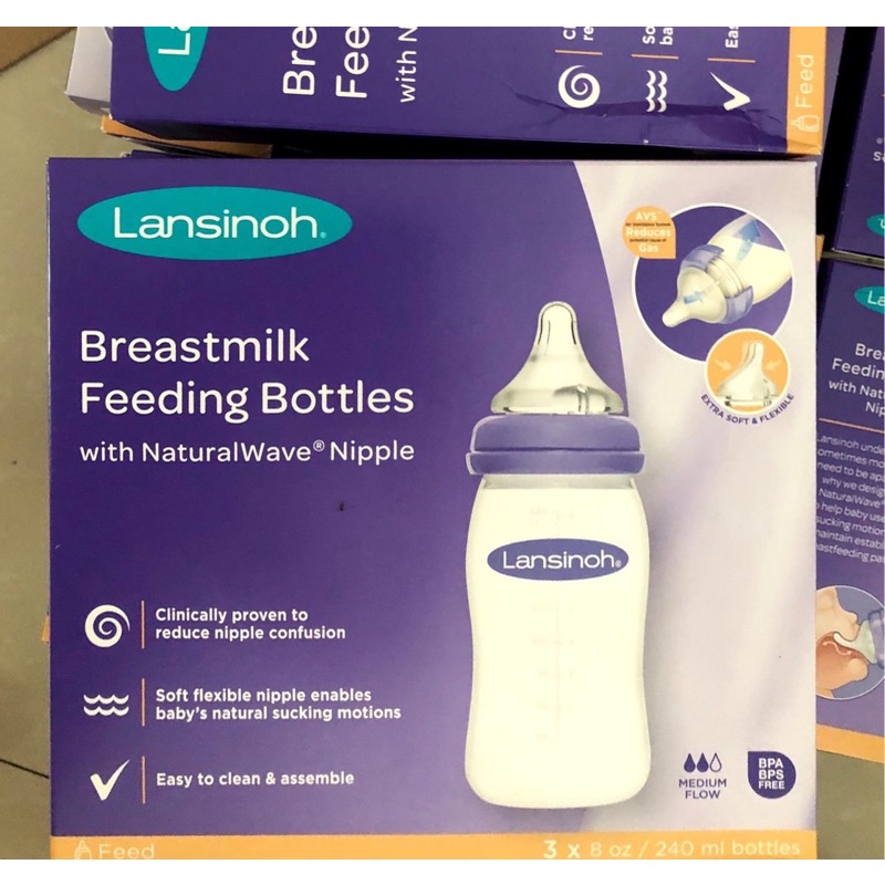 Set 3 Bình sữa Lansinoh 160ml/240 ml