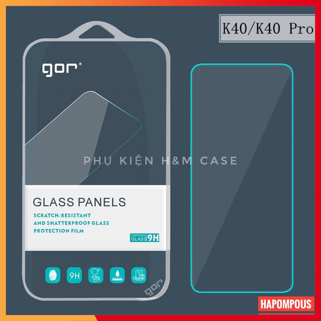 Cường lực GOR Xiaomi Redmi K40 / K40 Pro / Poco F3 / K40 Gaming, Trong suốt, Không full màn hình chính hãng GOR
