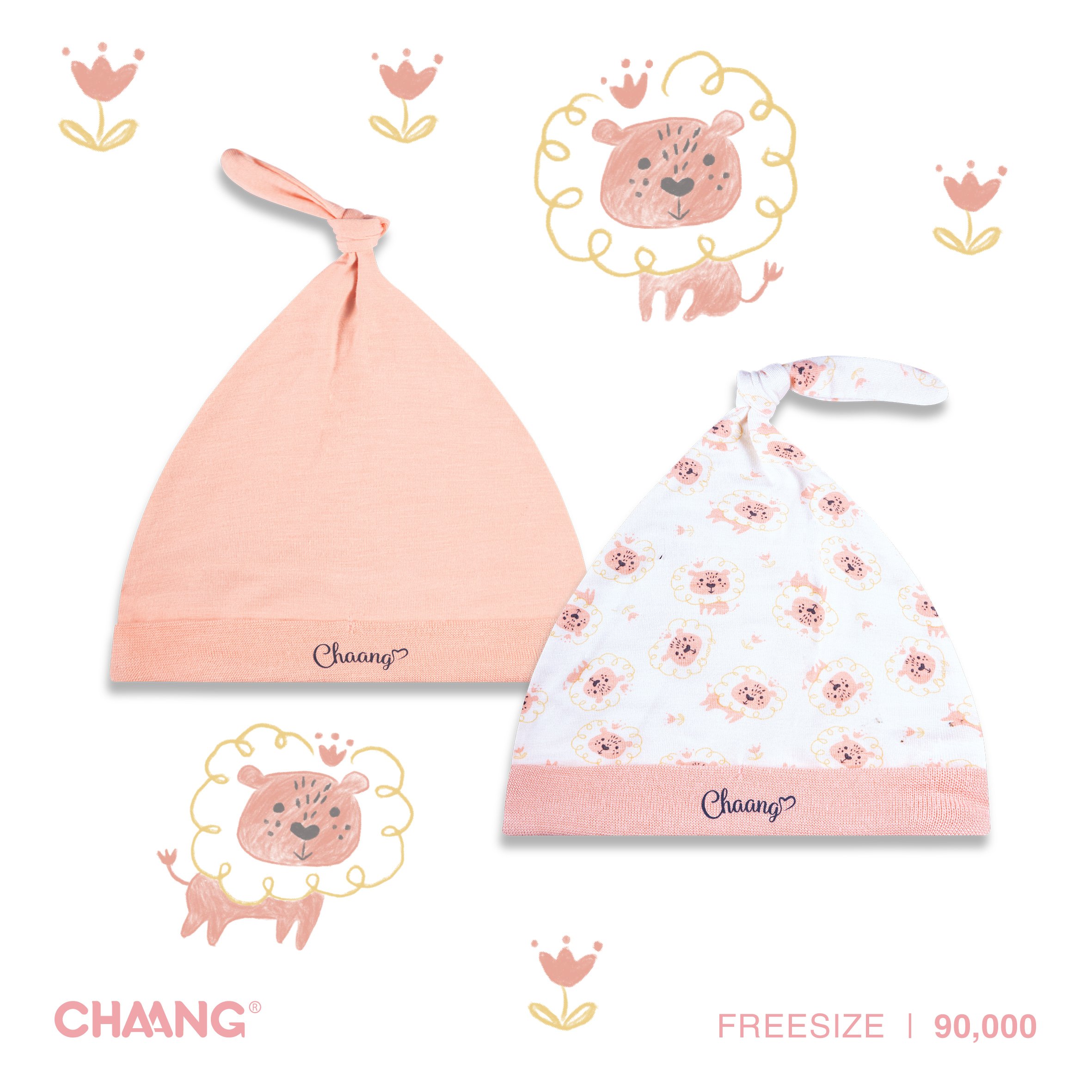 Chaang set mũ thóp cotton tiger cho bé sơ sinh