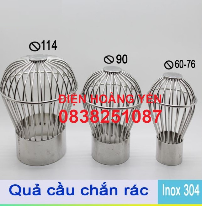 Quả cầu lưới Inox 304 dày Blanca cầu chắn rác sân thượng cầu chặn rác thoát nước mưa D60 D90 D114