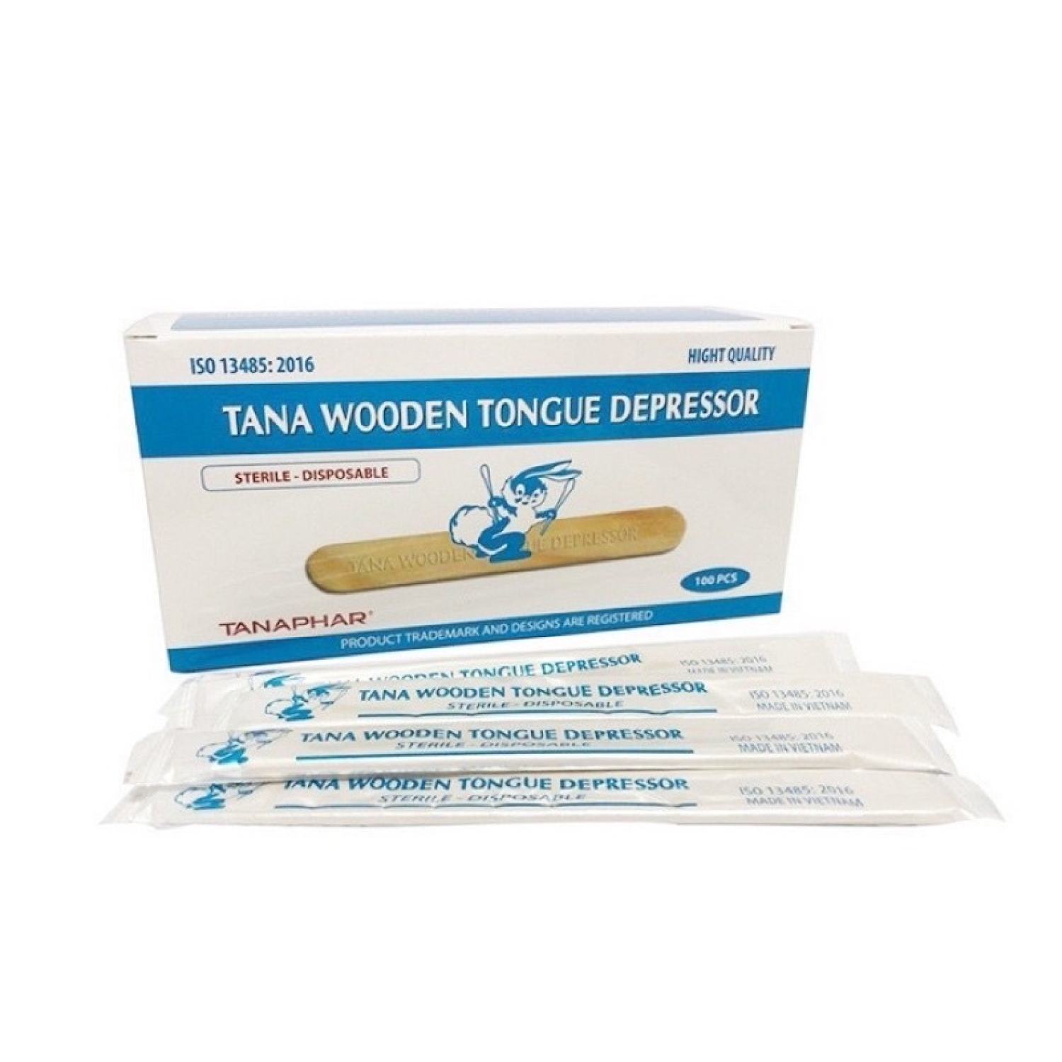 Que đè lưỡi gỗ tiệt trùng tanaphar hộp 100 que