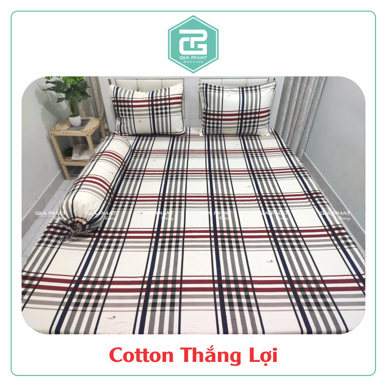Bộ ga gối Thắng Lợi 100% Cotton chuẩn logo họa tiết