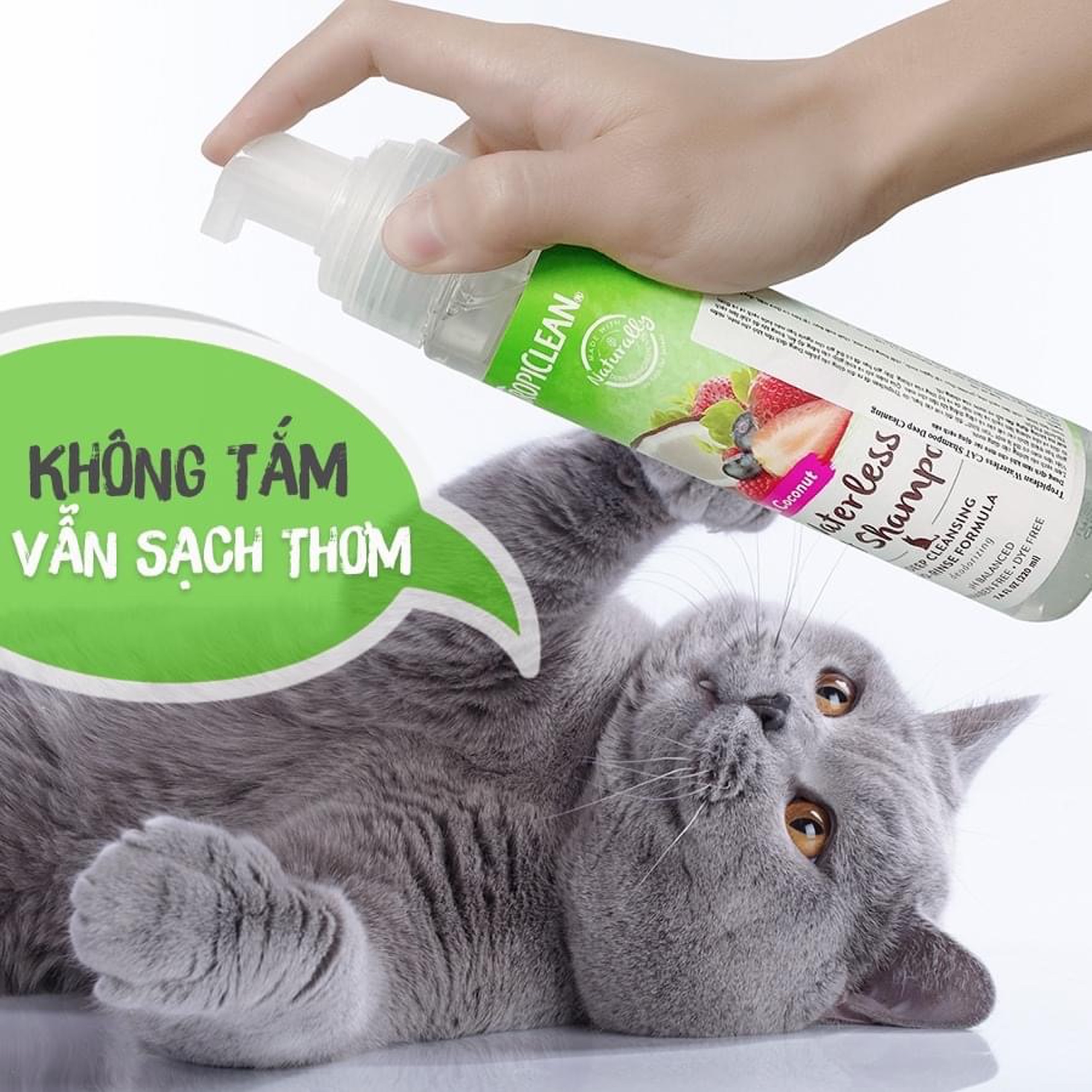 [HCM]TROPICLEAN-DẦU TẮM KHÔ ORGANIC CHO THÚ CƯNG