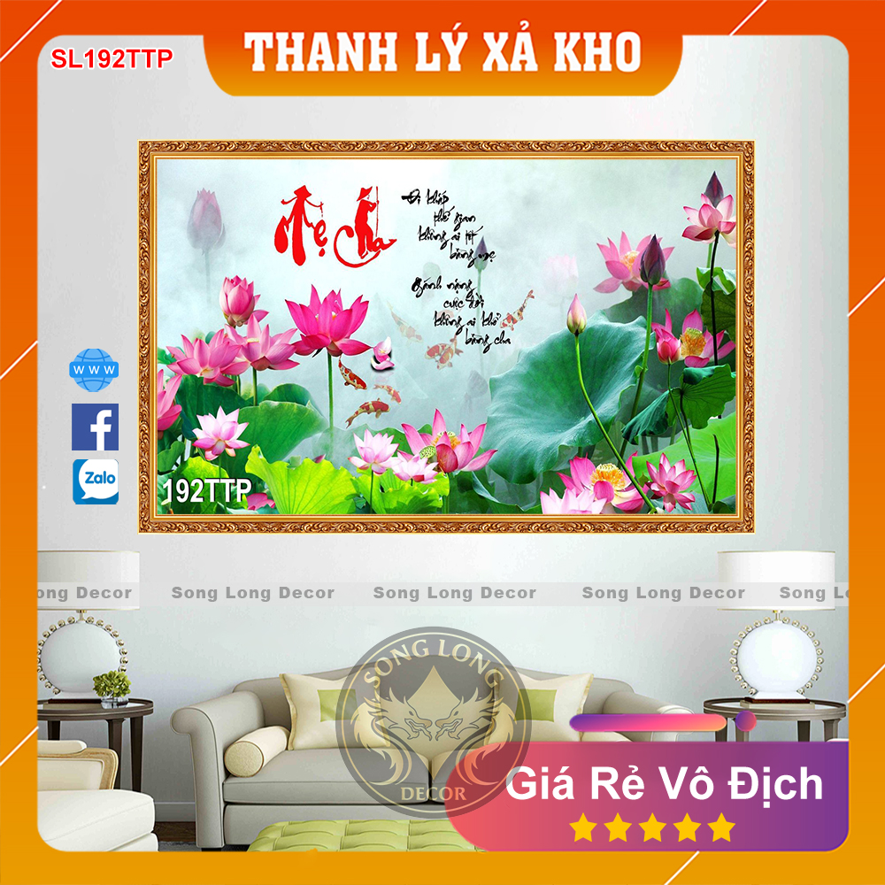 Tranh Dán Tường Chữ Cha Mẹ- SL192TTP-Tranh 3d Thư Pháp - Song Long Decor