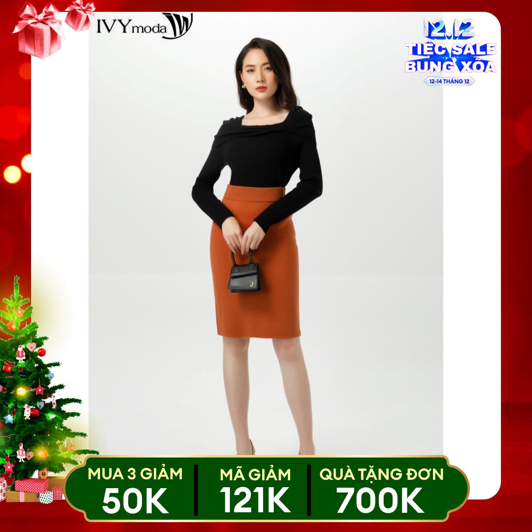 Áo len gân cổ cách điệu IVY Moda MS 58B8861