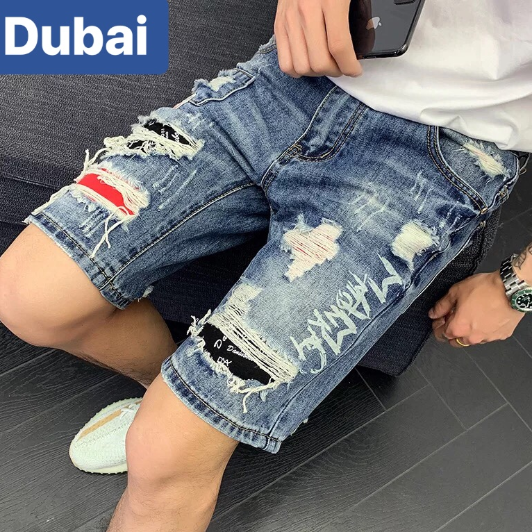 QUẦN SHORT LỬNG JEAN NAM CHẤT BÒ XANH VẢI ĐỎ HÀN QUỐC NHẬT BẢN PHONG CÁCH SOÁI KA DB-31 DUBAI FASHION