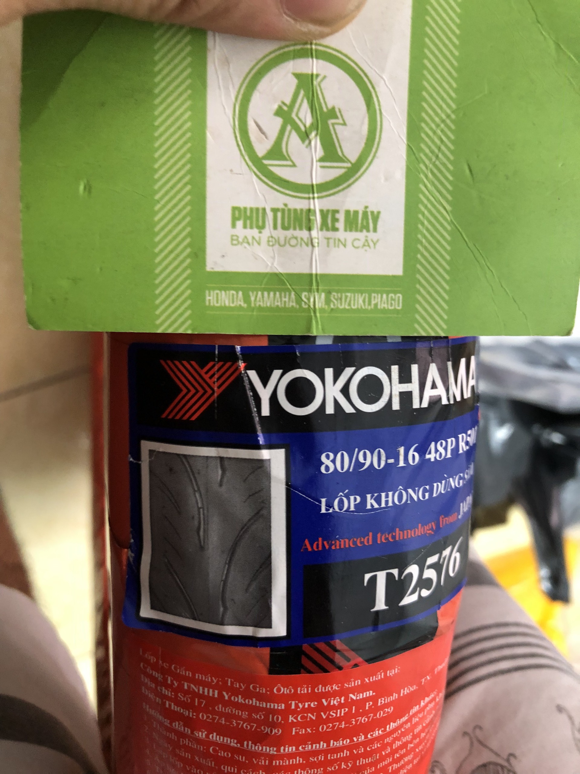 Lốp xe máy YOKOHAMA 80/90-16 ( Bánh sau Nouvo )