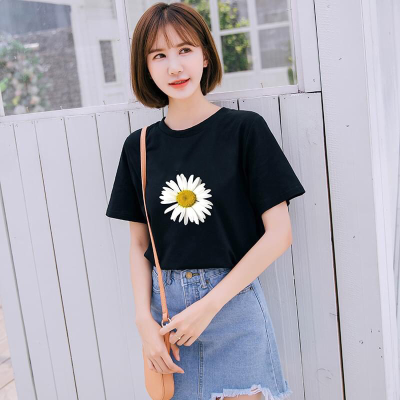 [HCM]Áo Thun Nữ In Hình Bông Hoa Thời Trang Hàn Quốc