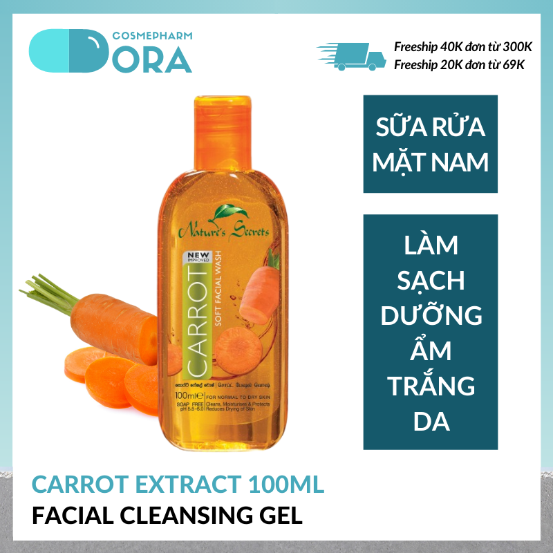 Sữa rửa mặt nam dưỡng ẩm trắng da Carrot Extract Facial Cleansing Gel 100ml giá rẻ