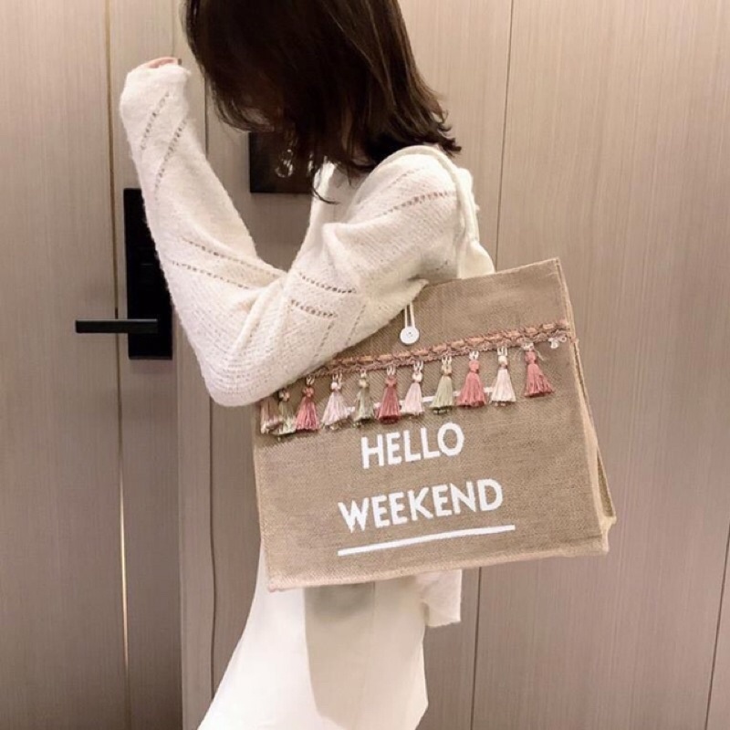 Túi cói túi hello weekend đủ mẫu