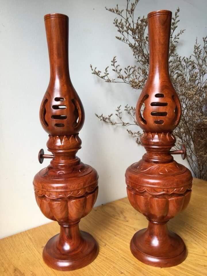Bộ đèn dầu gỗ hương