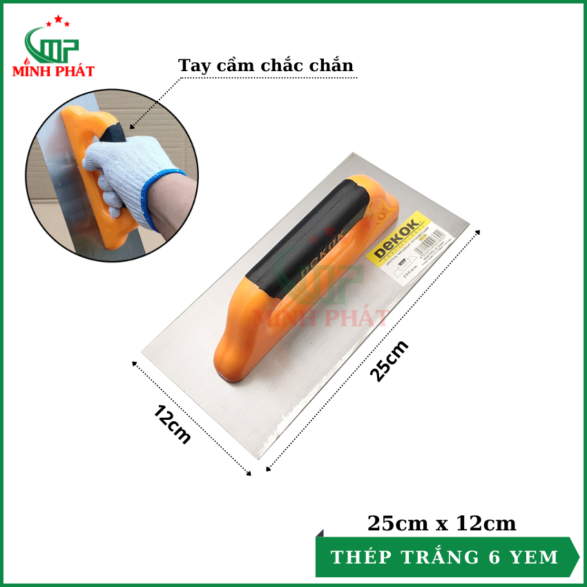 Dao trét bột sơn nước dekok tay cầm nhựa, dao bả bột trét tường 25cm 30cm 35cm thép trắng