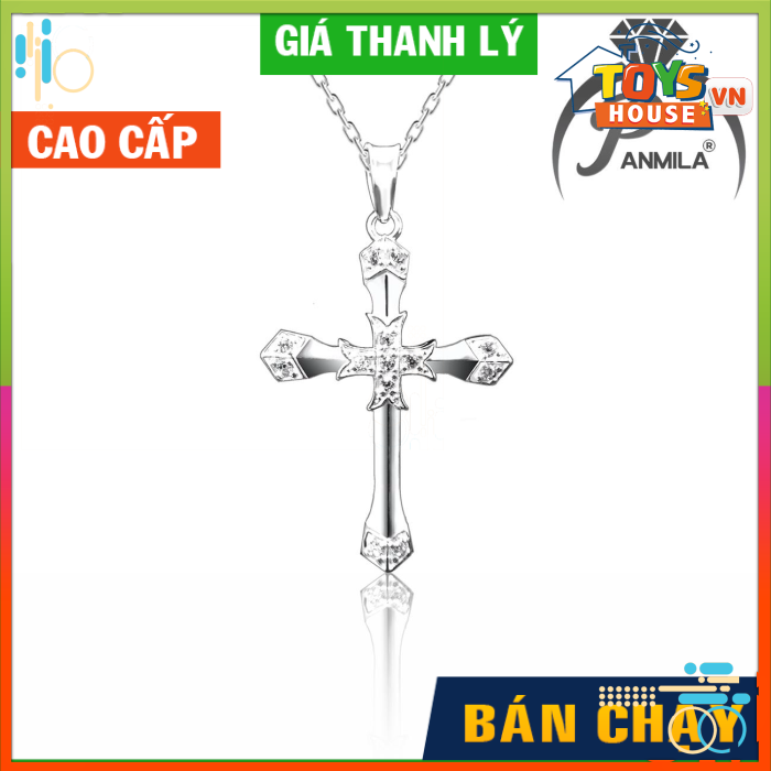 Dây chuyền bạc thánh giá đính đá- Trang sức bạc Panmila