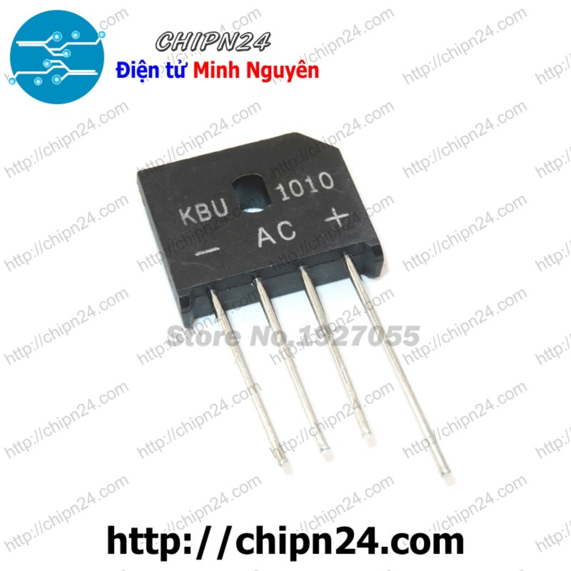 [2 con] (F17.6) Cầu Diode KBU1010 10A 1000V (10A dẹt)