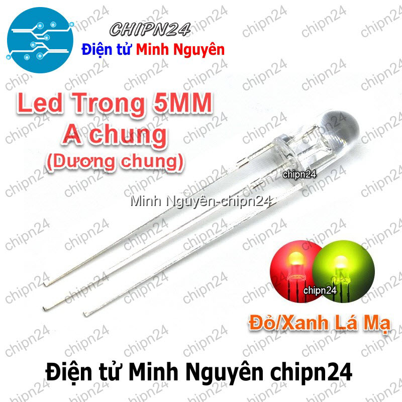 [25 con] (TK7, H7) Led 2 màu 3 chân 5MM Trong Dương chung (Đỏ/Xanh Lá Mạ) - HH002388