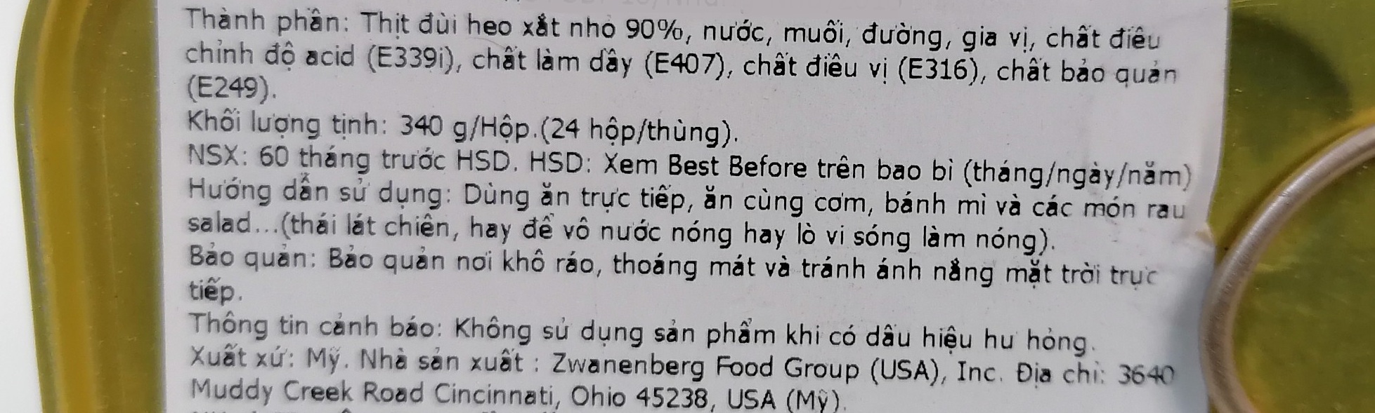 [340g – CHOPPED] Thịt Ham xắt nhỏ [USA] BRISTOL Chopped Ham (nhn-hk)