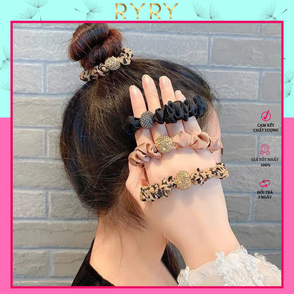 Dây Cột Tóc Đính Đá Pha Lê Thời Trang Hàn Quốc Cho Nữ
