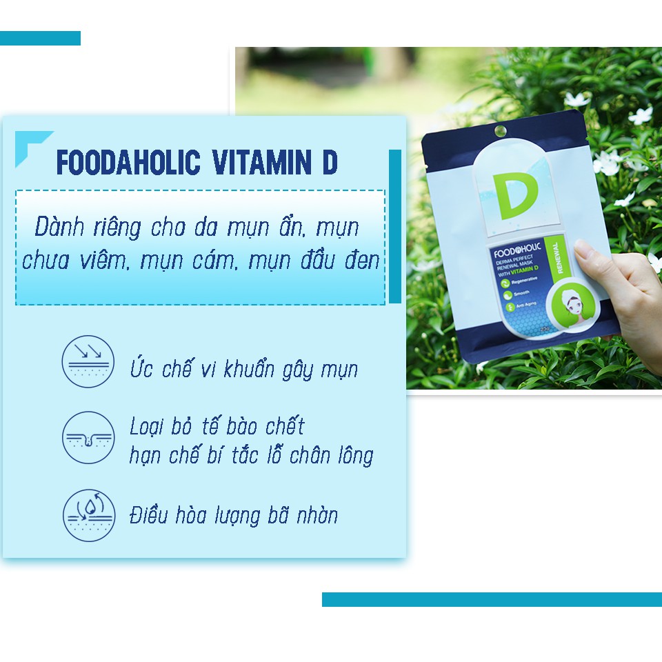 Mặt Nạ Dưỡng Ẩm, Tái Tạo Và Phục Hồi Da Chiết Xuất Vitamin D Foodaholic Derma Perfect Renewal Mask 23g