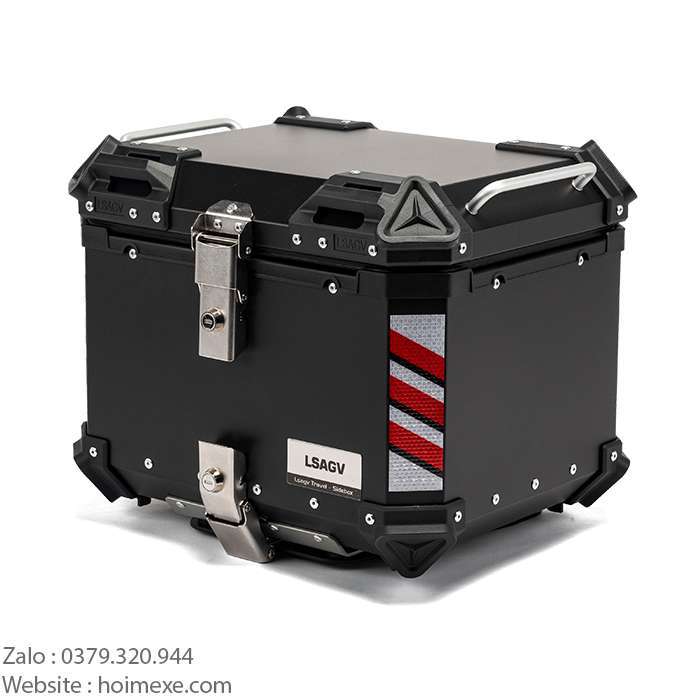 Thùng top box màu đen nhôm 43l sau xe máy, xe motor