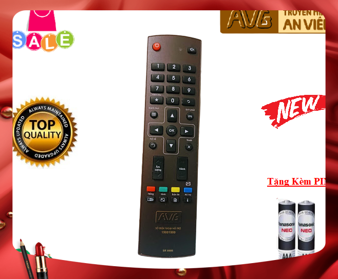 Remote điều khiển đầu thu truyền hình kĩ thuật số An Viên TV-AVG.Hàng mới-Chất lượng tốt-Tặng kèm PIN