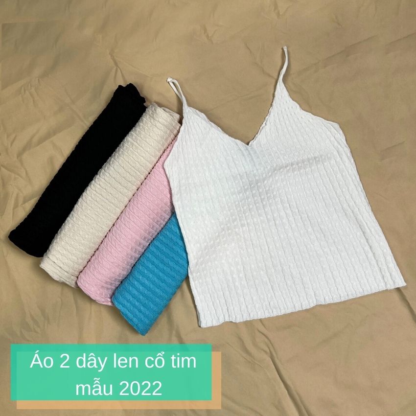 Áo 2 dây len cổ tim mẫu 2022 (Nhiều màu)