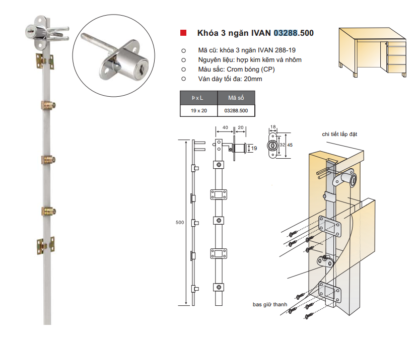 [HCM]Khóa 3 ngăn IVAN 03288