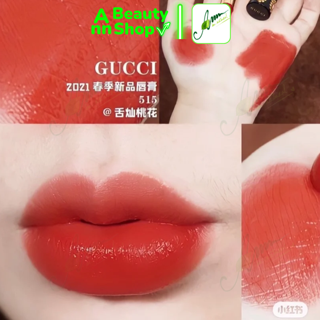 Son Gucci Rouge De Beauté Brillant 515 Devotion (phiên bản vỏ hoa limited)