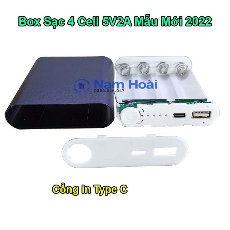 [HCM]Mạch sạc 4 cell pin 5V2A + box 4 cell vỏ nhôm ( có lò xo, không gồm pin )