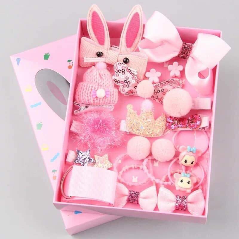 [HCM]HỘP QUÀ GIỎ XÁCH HAPPY DAY 18 CHI TIẾT SIÊU ĐÁNG YÊU CHO BÉ GÁI - NƠ KẸP CỘT TÓC ĐẸP CHO BÉ