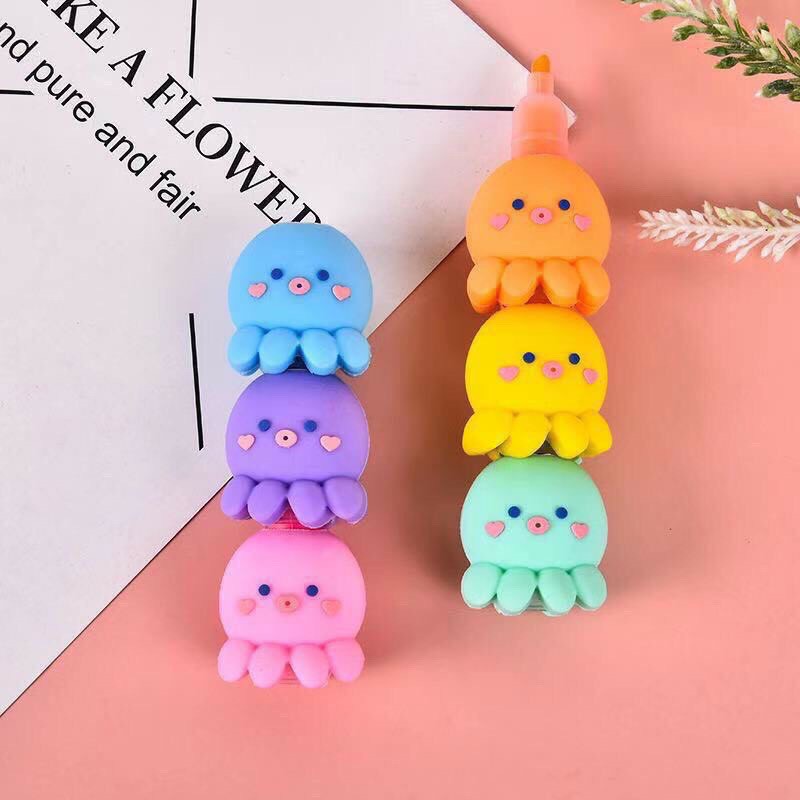 Bút Dạ Quang 6 Màu Bạch Tuộc Dễ Thương 😘