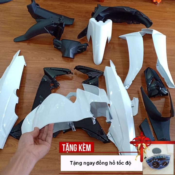 [TẶNG TEM]  Bộ dàn áo xe SIRIUS màu Trắng - phanh ĐĨA, nhựa nguyên sinh ABS cao cấp - TẶNG NGAY ĐỒNG HỒ ĐO TỐC ĐỘ CỰC XỊN - có tặng KÈM BỘ TEM chống bay màu.