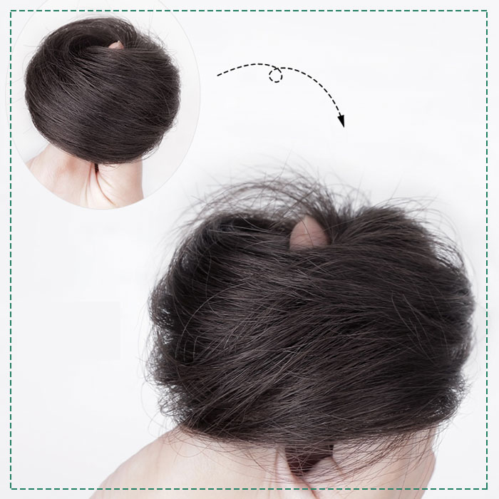 Búi tóc giả cột thẳng Khami Beauty, búi tóc rối sợi tơ