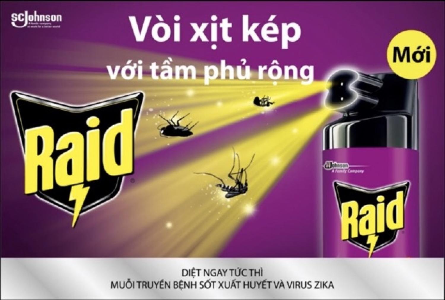 Bình xịt côn trùng muỗi gián..Raid mẫu mới đầu xịt kép đủ mùi
