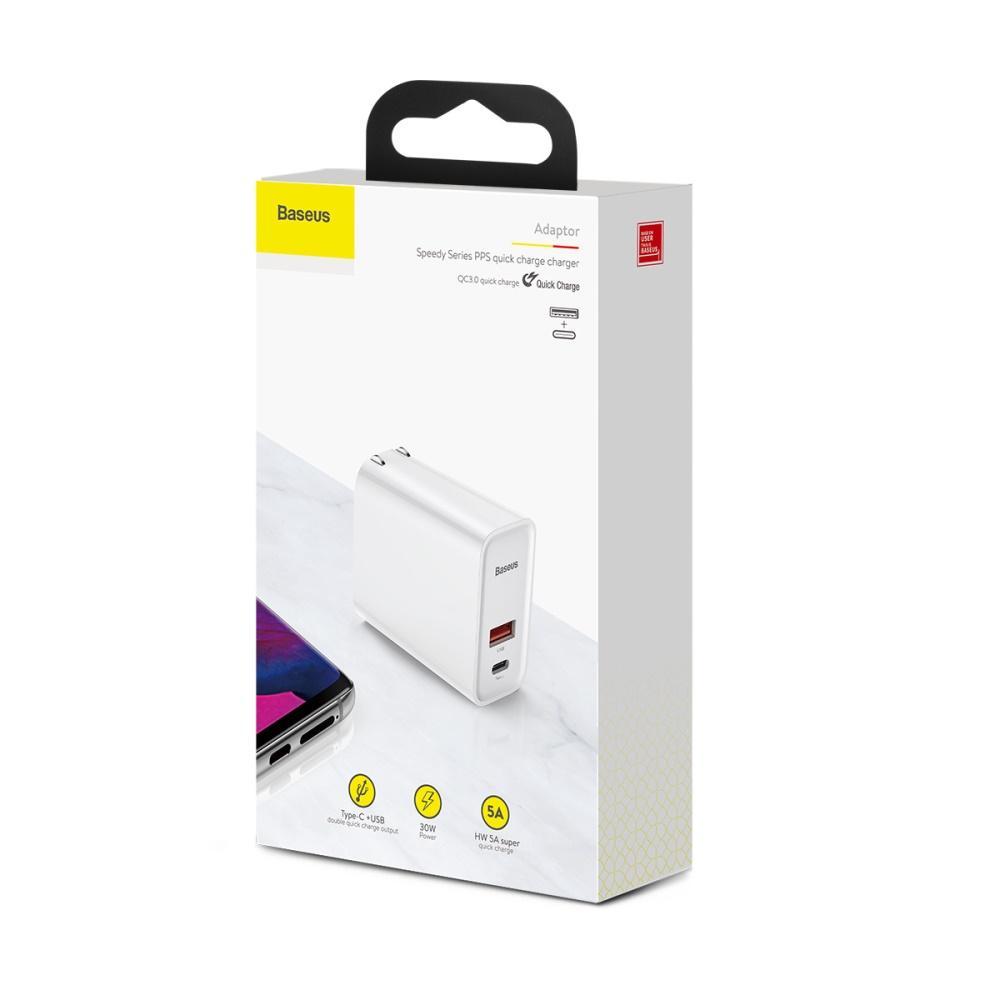 Củ sạc nhanh BASEUS 30W 1 cổng USB + TYPE C
