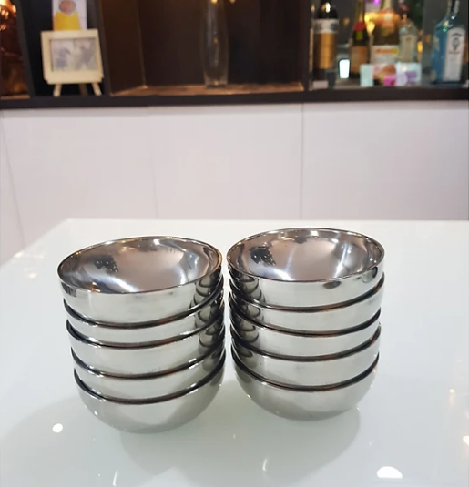 [HCM]Bộ 10 chén inox 2 lớp cách nhiệt (Bạc)