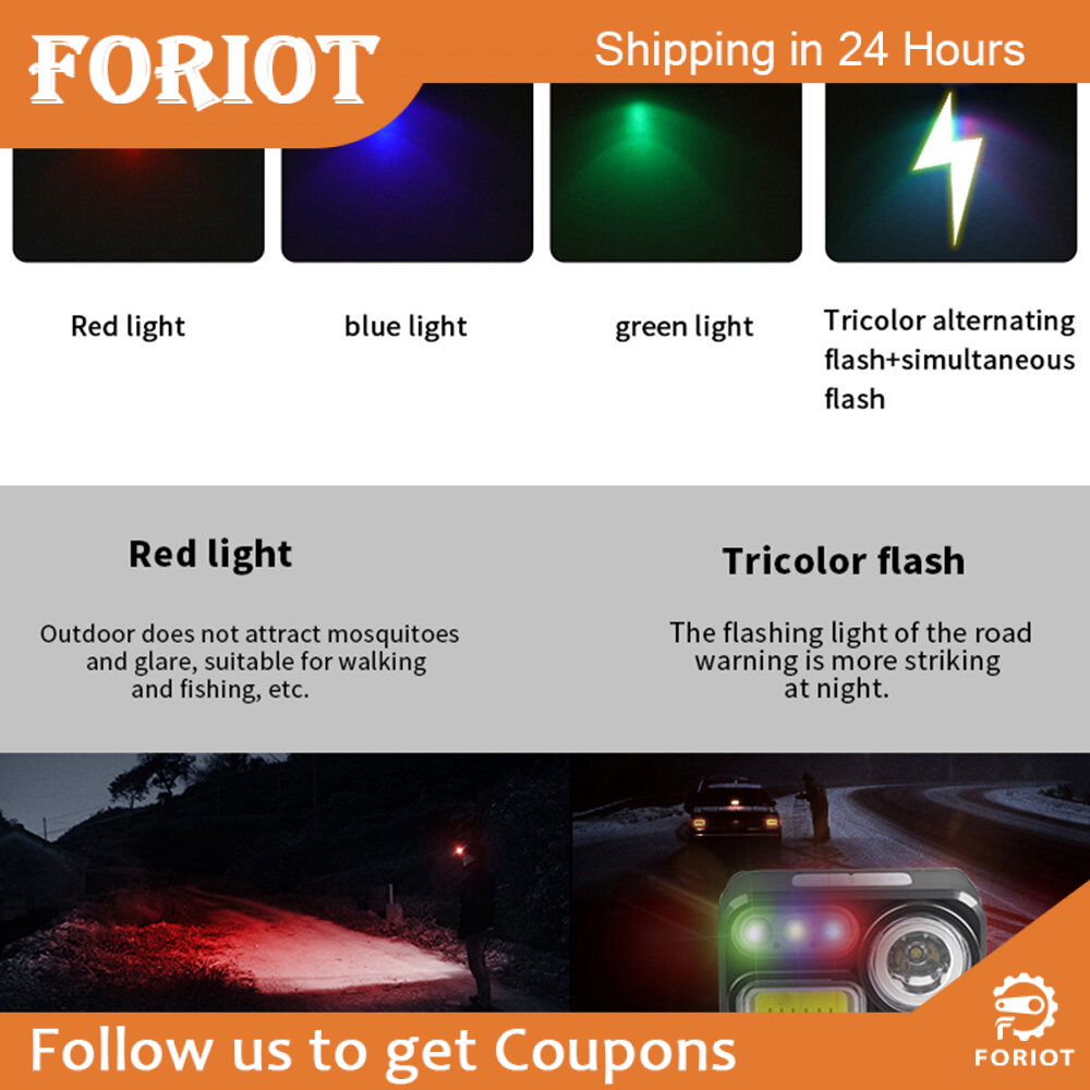 SHXZ diymore LED Head Torch Rechargeable Headlamp with 8 Lighting & Sensor Modes USB Fast Charging Headlight Miner's Lamp