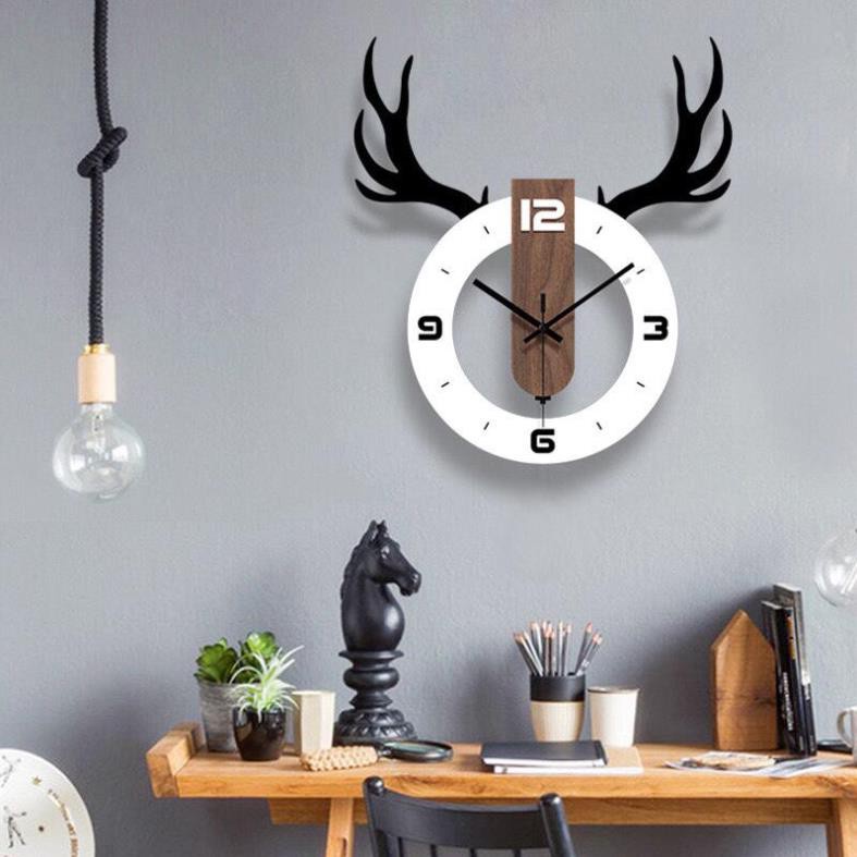 Đồng hồ treo tường gỗ, Đồng hồ treo tường decor phòng khách quán cafe
