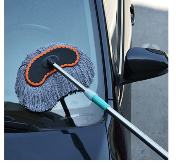 Chổi Lau Xe Ô Tô Cán Dài - 2 Màu Xám Và Trắng Dạng Dẹt Dễ Dàng Sử Dụng