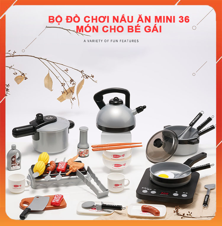 Bộ đồ chơi nấu ăn mini cho bé đồ chơi nấu ăn mini 36 món đồ chơi trẻ em đồ chơi thật bé tập làm đầu bếp