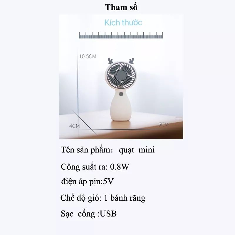 Quạt Mini Tích Điện Cầm Tay Siêu Cute