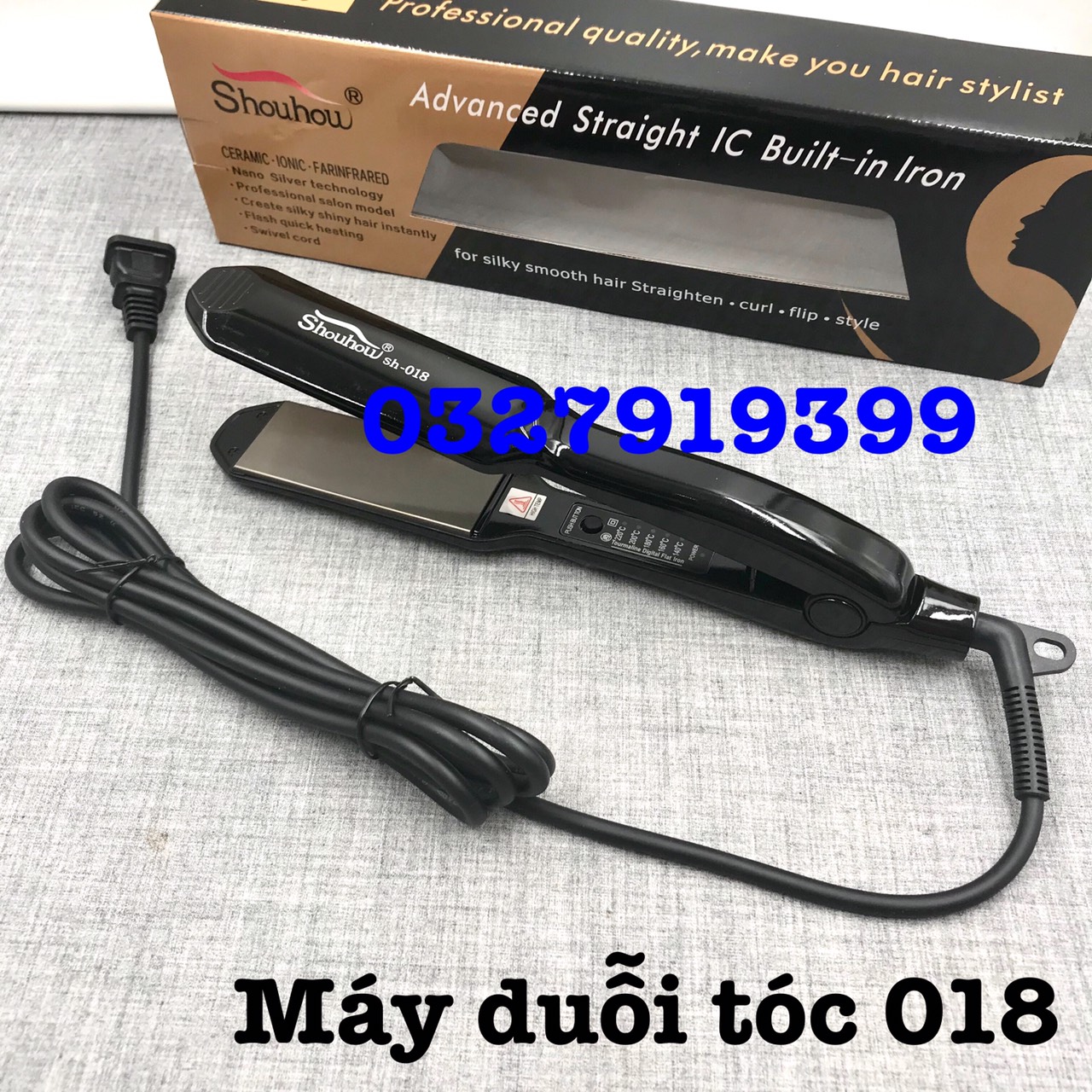 Shouhou Ban Trung Hair Straightener 018 Non-Stick Ceramic Material 5 Temperature Levels 140-220 ° C 2m2 Electrical Wire Rotates 360 Degrees 3 Month Warranty