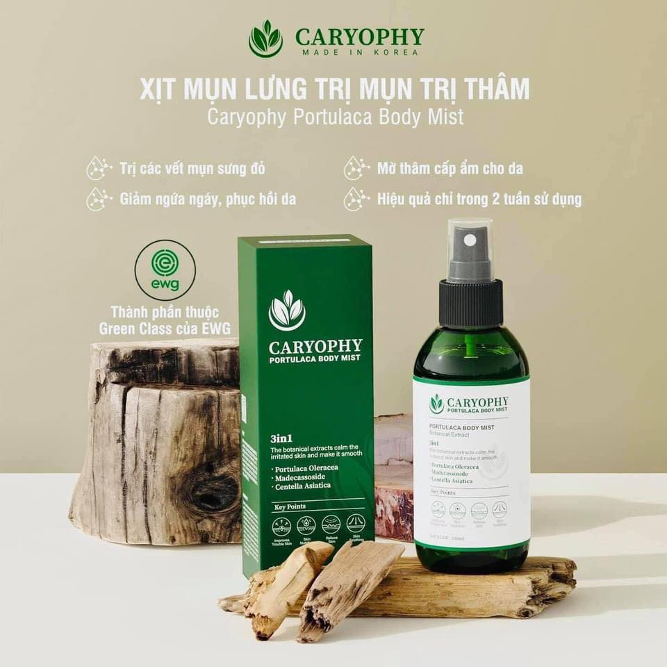 XỊT MỤN LƯNG CARYOPHY PORTULACA BODY MIST 150ML