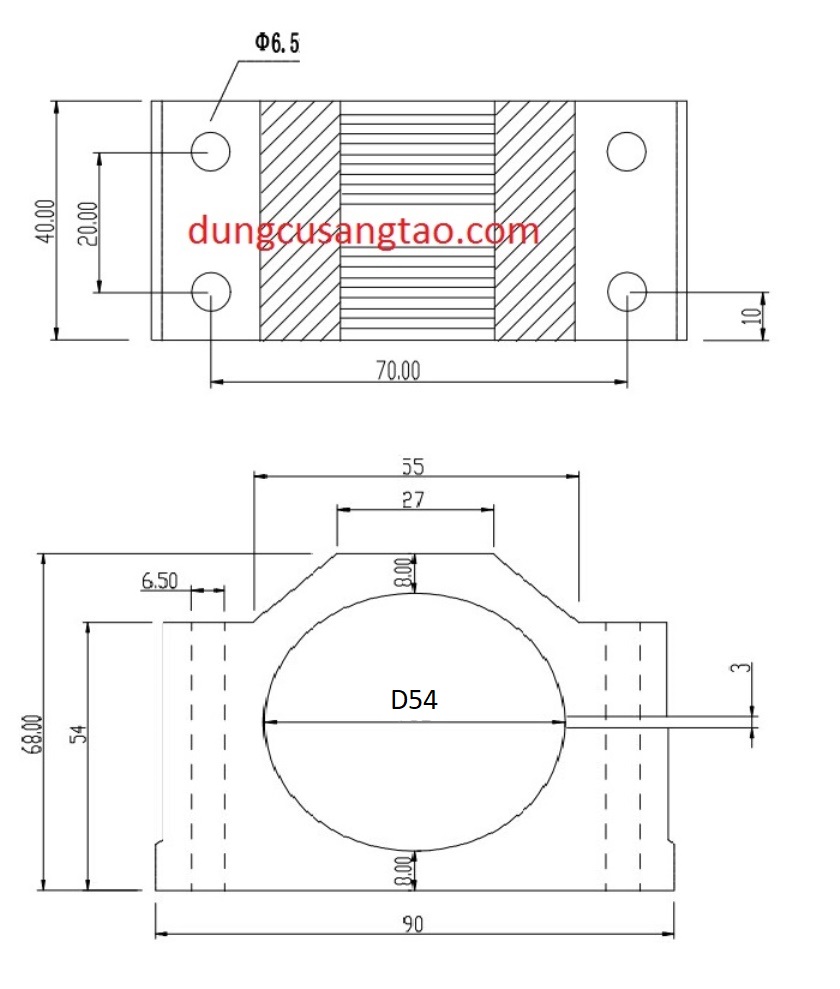 Bát giữ motor CNC D54mm / Bát CNC 54mm / Gá spindle 54mm