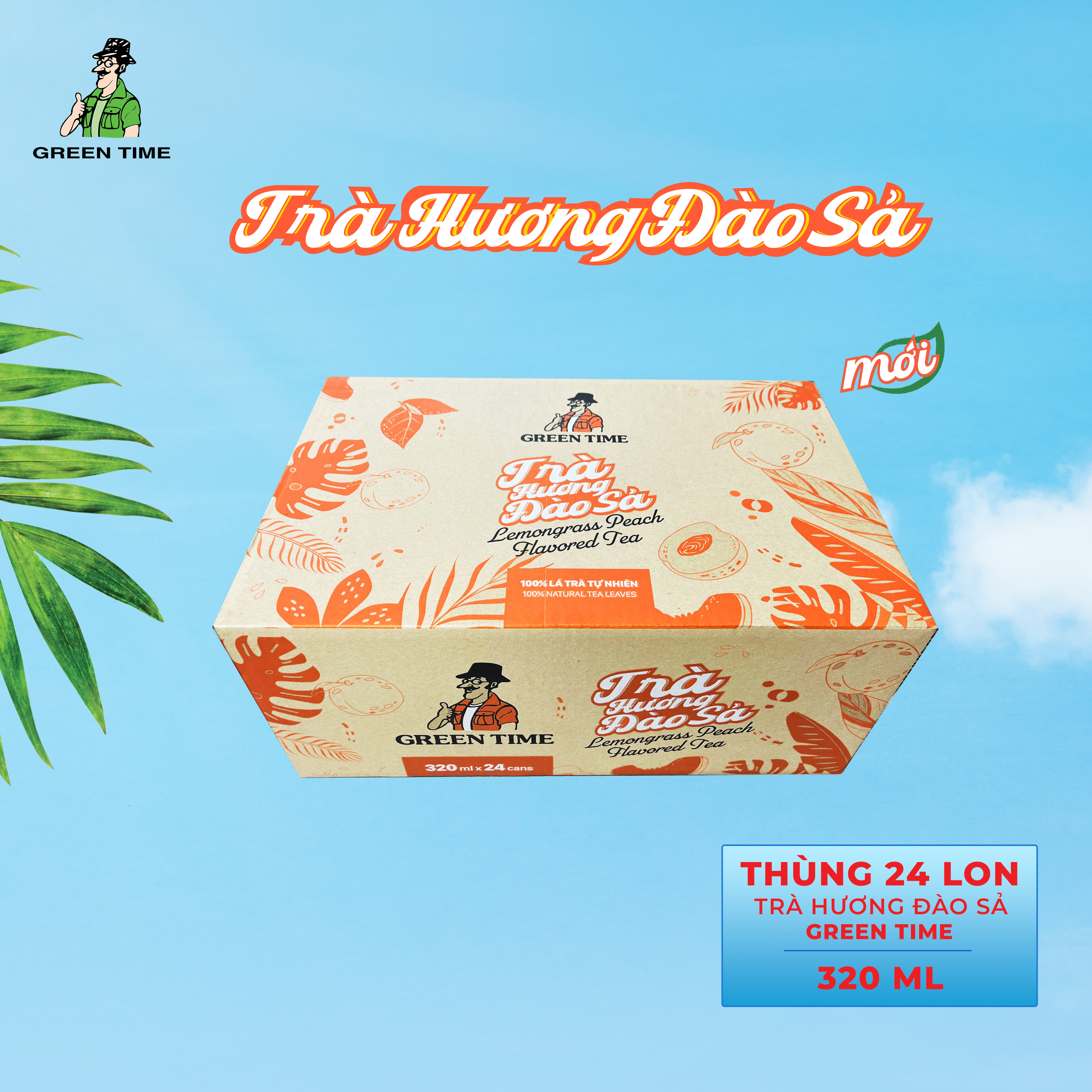 Lốc 6 lon Trà Hương Đào Sả Green Time (320ml)